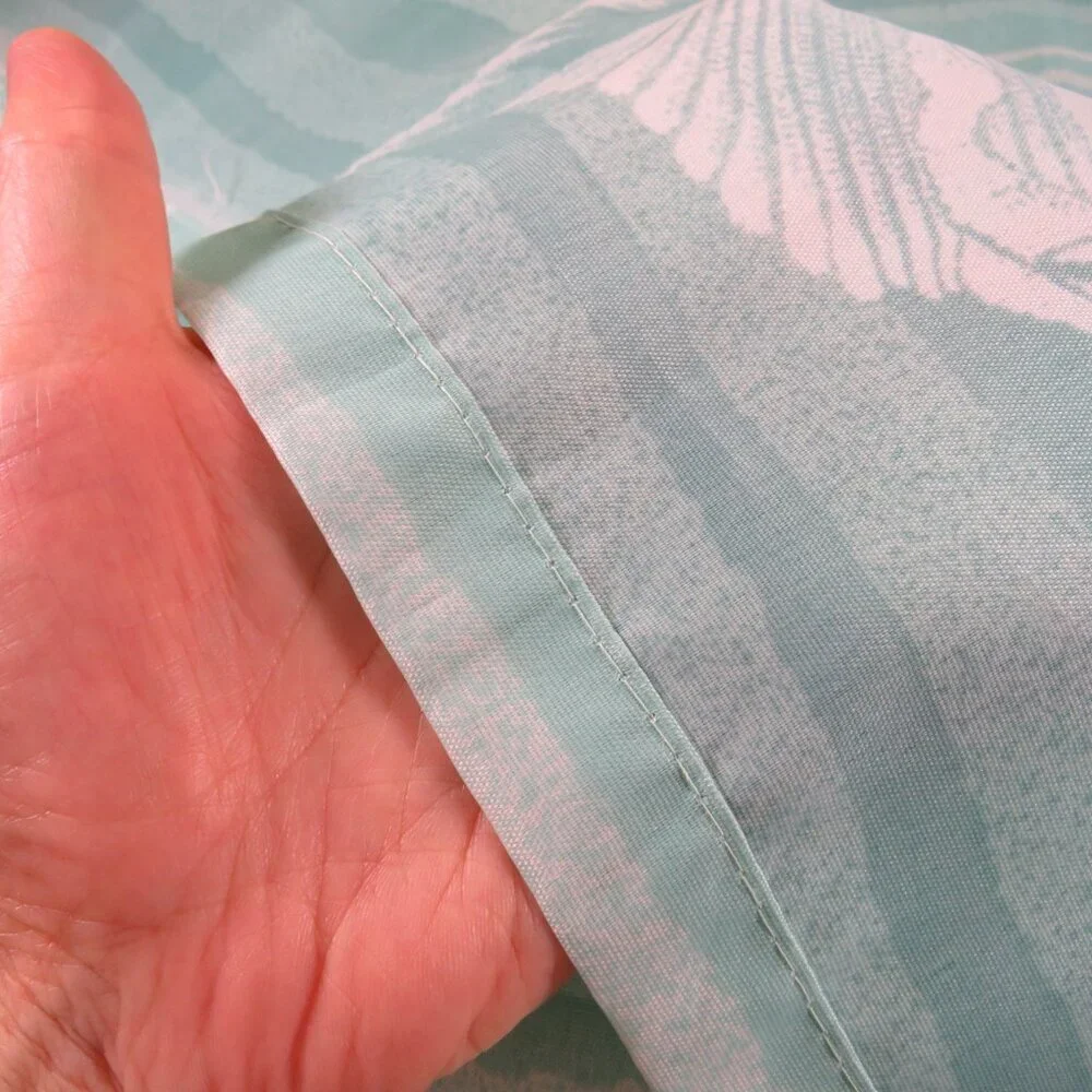 AQUETTA Turquoise Striped Ocean Sea Shell SHOWER CURTAIN Fabric matte